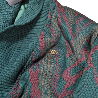 BALENCIAGA SPORTS Green Wool BB Logo Bomber Jacket Size LL
