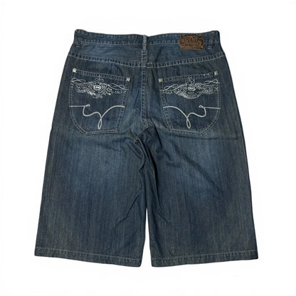 Ecko Unltd. Baggy Rhinestone Denim Shorts Size 38