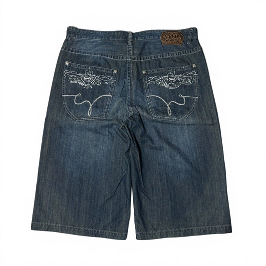 Ecko Unltd. Baggy Rhinestone Denim Shorts Size 38