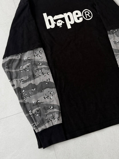 Bape Multi Camo Layered Long Sleeve Shirt Size XL