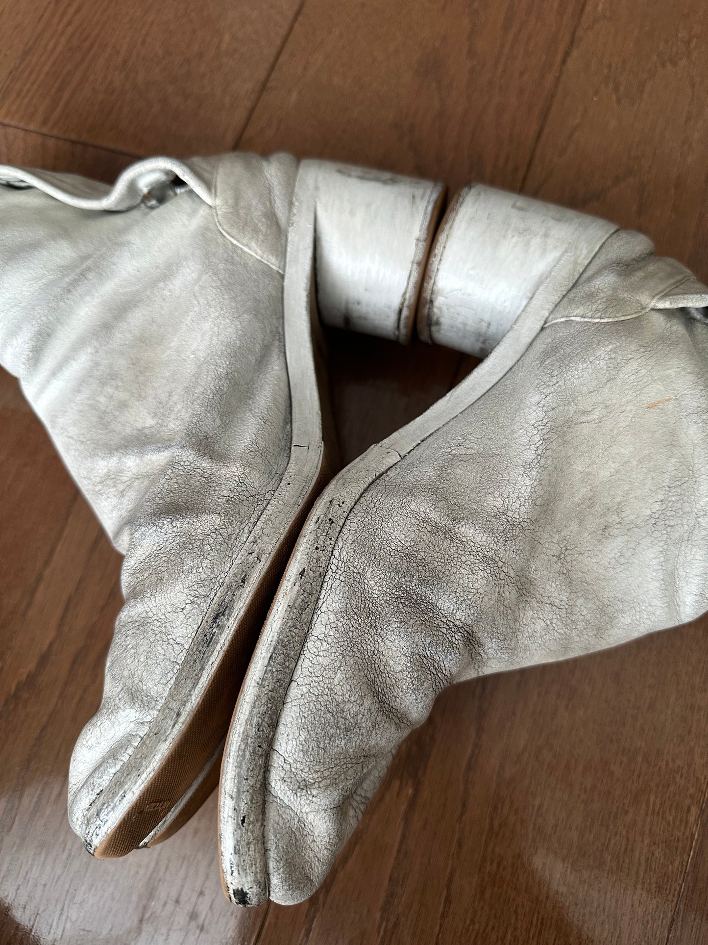Maison Margiela Gray Painted Tabi Heel Boots