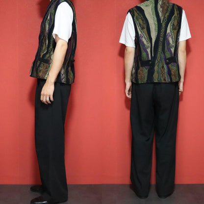 COOGI 90s Multi 3D Knit Geometric Shawl Collar Vest Size M