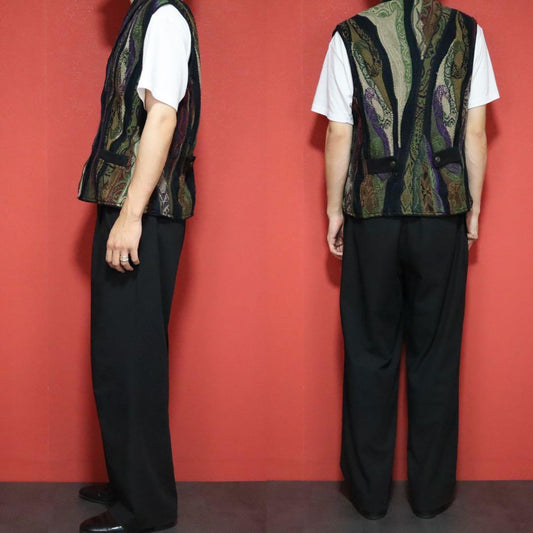 COOGI 90s Multi 3D Knit Geometric Shawl Collar Vest Size M