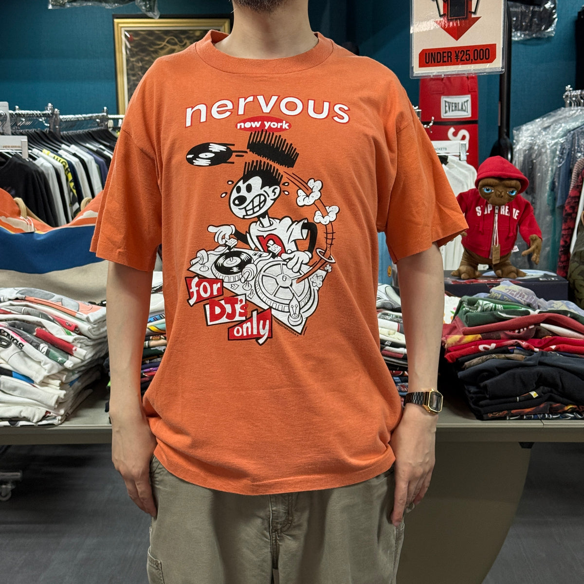 NERVOUS RECORDS 90s For DJ's Only T-Shirt Orange Size XL
