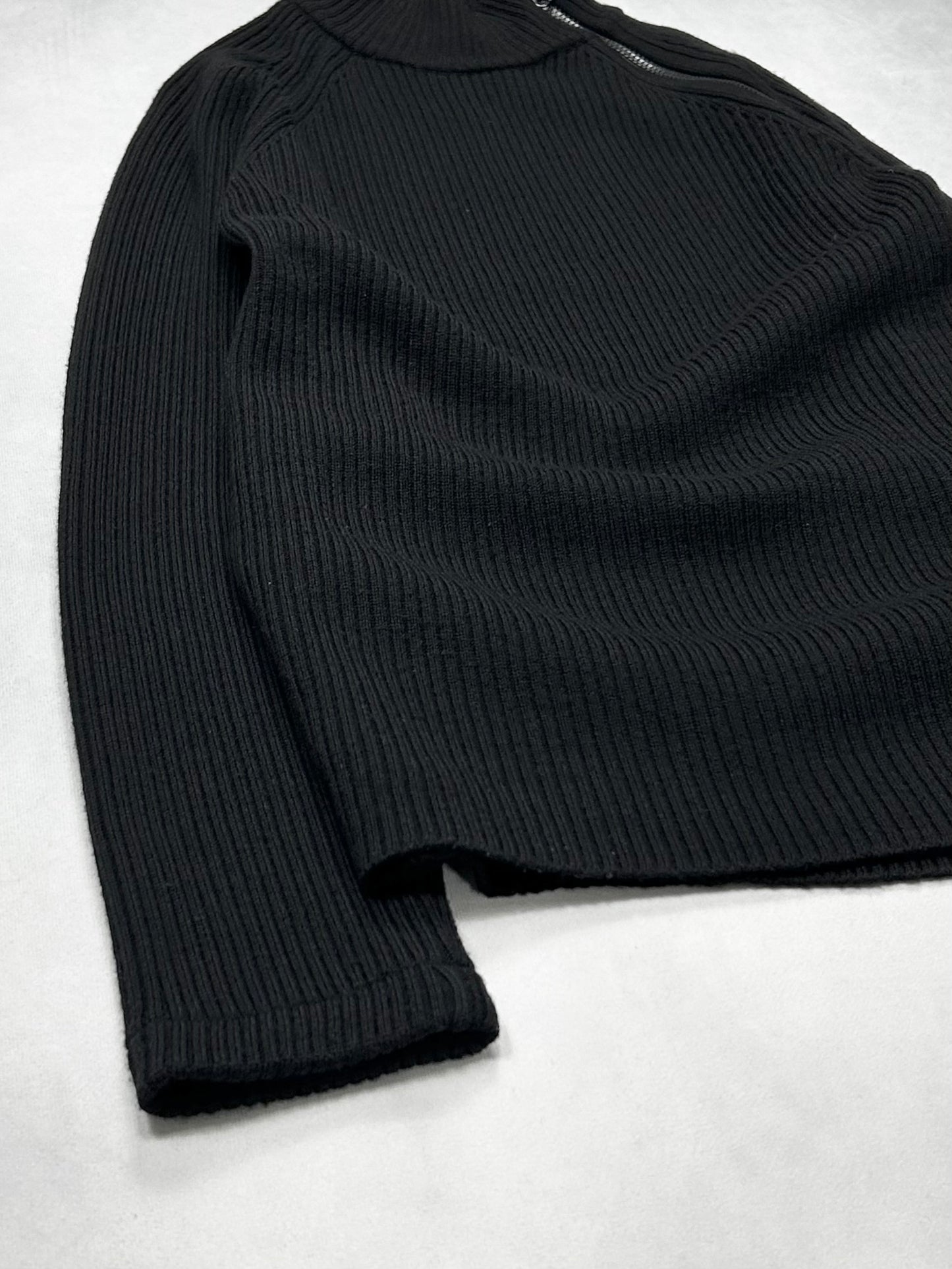 Emporio Armani Side Half Zip High Neck Black Knit Size 52
