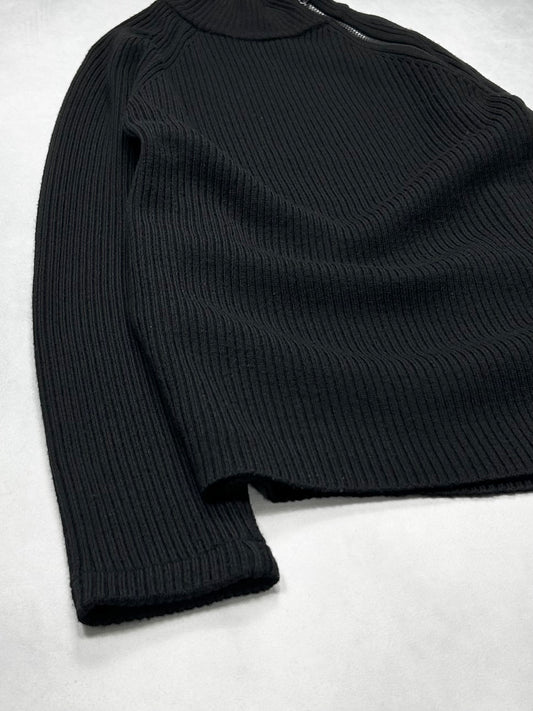 Emporio Armani Side Half Zip High Neck Black Knit Size 52
