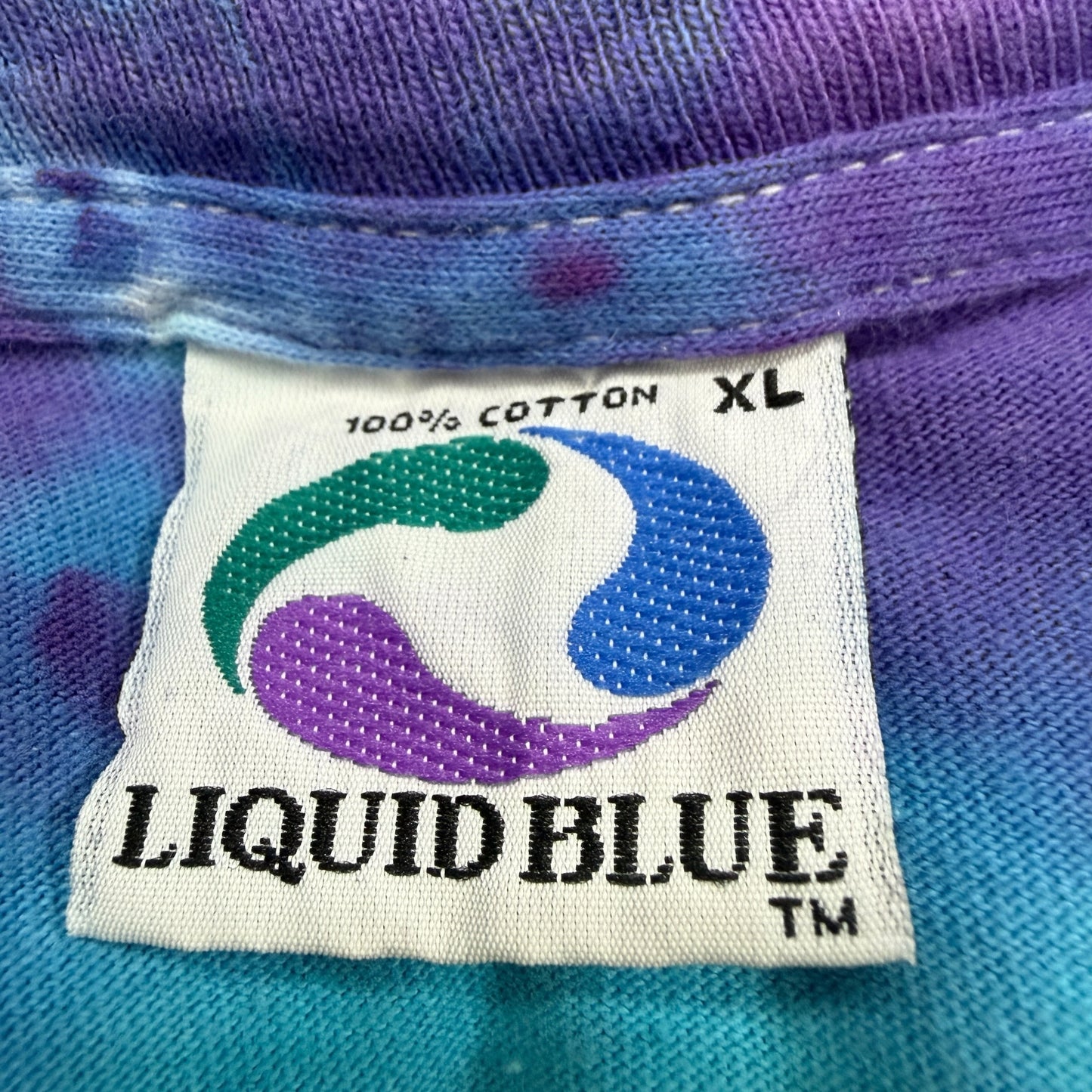 THE ROLLING STONES 90s Liquid Blue Tie-Dye Lips & Size XL
