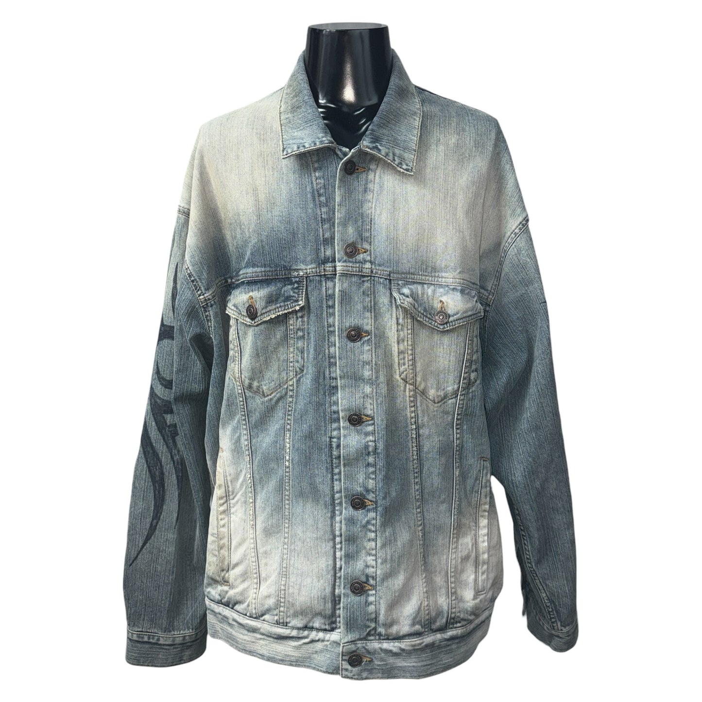Balenciaga 24 Summer Tattoo Denim Jacket Size L