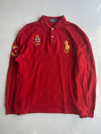 Polo Ralph Lauren Red Number Polo Shirt Size L