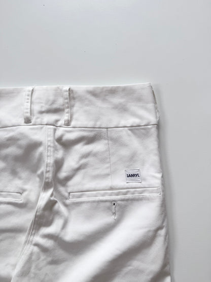 Ganryu White Drop Crotch Cropped Pants