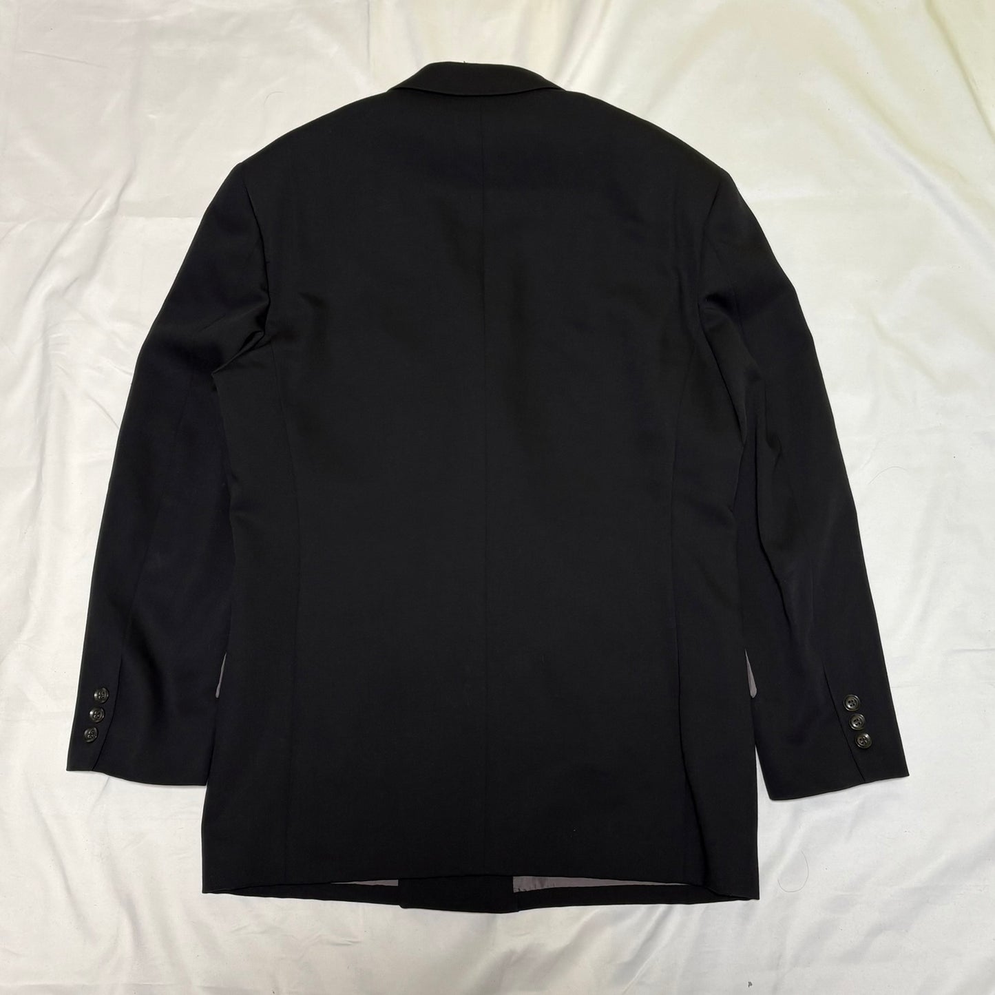 JUN MEN 80s/90s Black Wool Gabardine Tailored Jacket Size M
