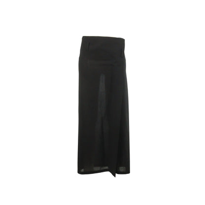 Yohji Yamamoto 1995 S/S Wool Midi Skirt Black Size SS