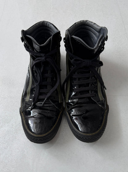 Saint Laurent Paris black Enamel Sneakers Size EU 42