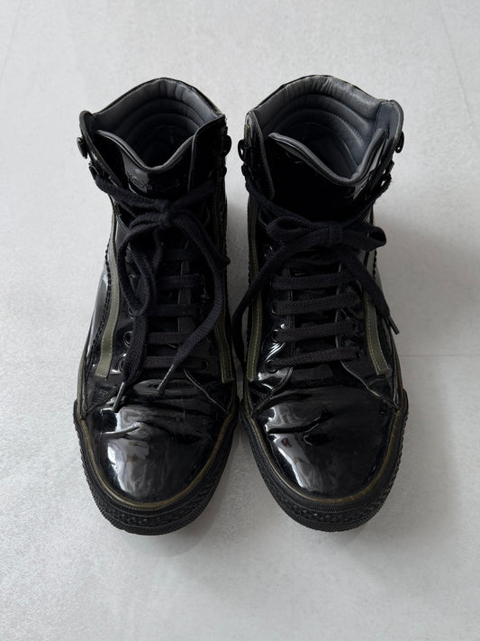 Saint Laurent Paris black Enamel Sneakers Size EU 42