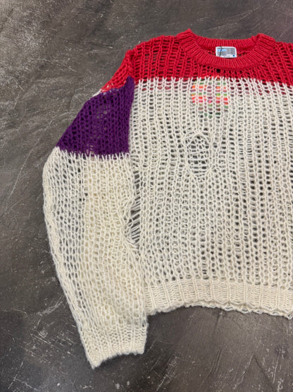 YOUTH BATH Multi Open Weave Mesh Knit Sweater Size FREE