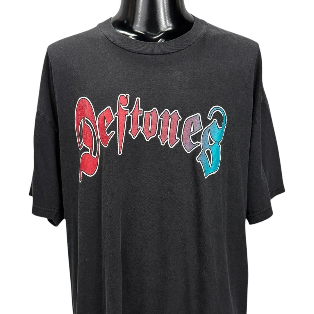 DEFTONES Y2K Old English Gradient Logo Band T-Shirt Size XL