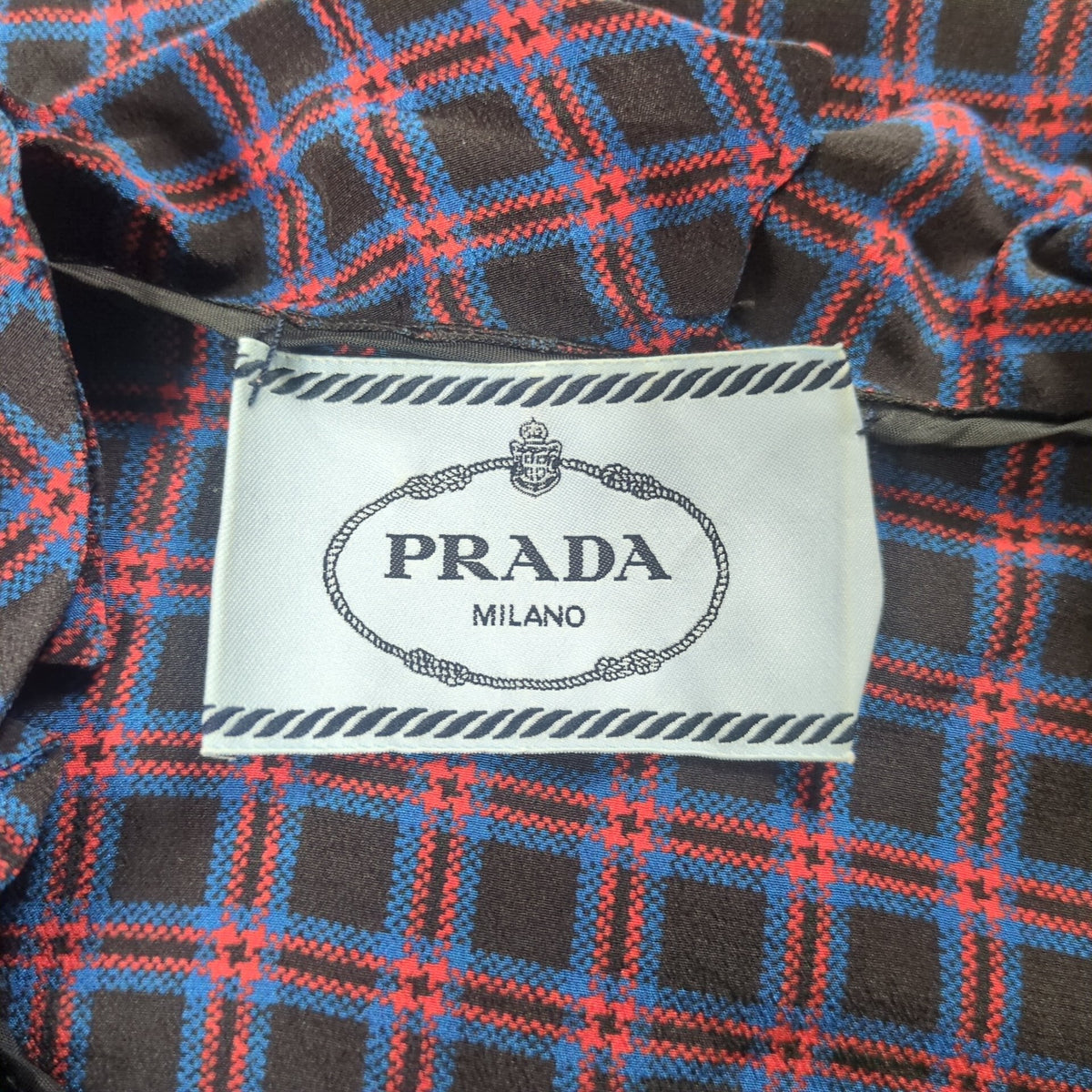 PRADA Check Pattern Frill Silk Shirt Dress Multi Size 42