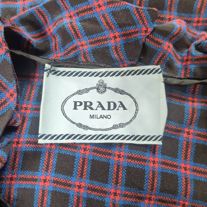 PRADA Check Pattern Frill Silk Shirt Dress Multi Size 42