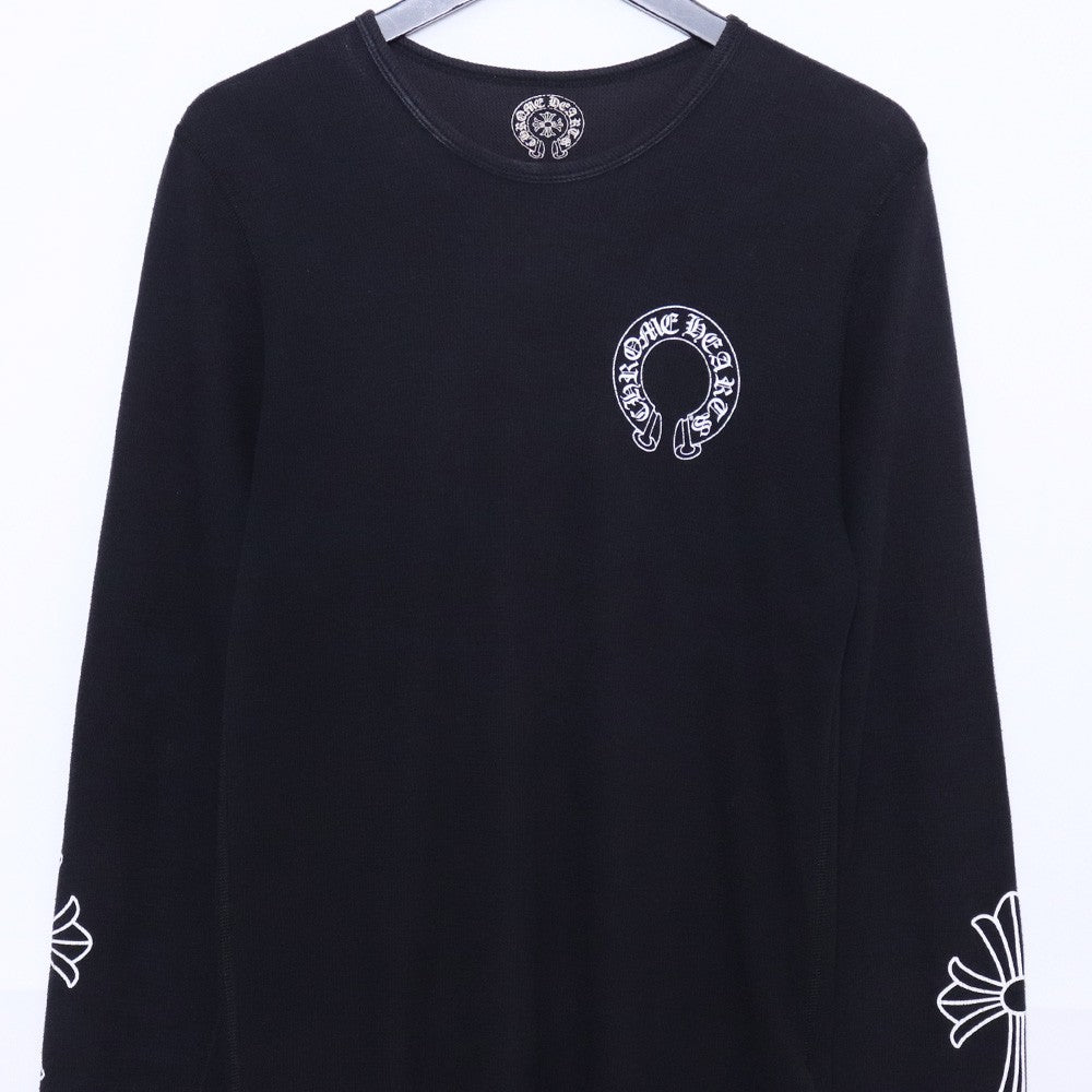 CHROME HEARTS Old Thermal Horseshoe Long Sleeve T-Shirt Black Size M
