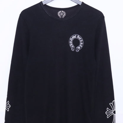 CHROME HEARTS Old Thermal Horseshoe Long Sleeve T-Shirt Black Size M