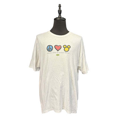 DISNEY 90s Peace Love Mickey Vintage T-Shirt Size XXL