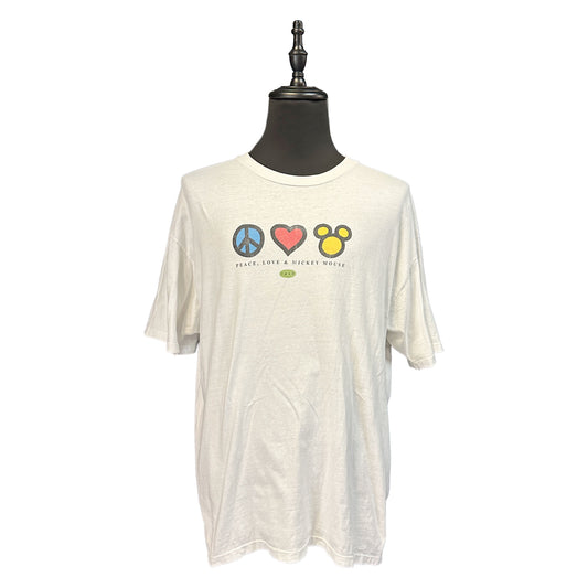 DISNEY 90s Peace Love Mickey Vintage T-Shirt Size XXL