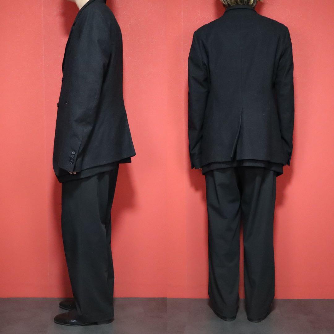 DOLCE&GABBANA Black Layered Double Wool Coat Size 48