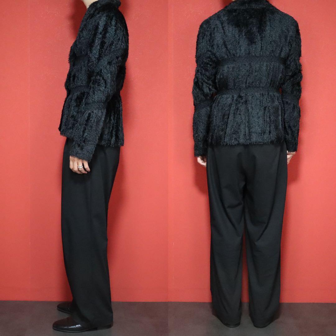 ISSEY MIYAKE 02SS Shaggy Fringe Pleated Jacket Black Size 2
