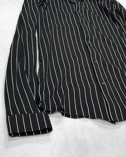 Devoa Anatomical Pattern Striped Dress Shirt Black Size 3