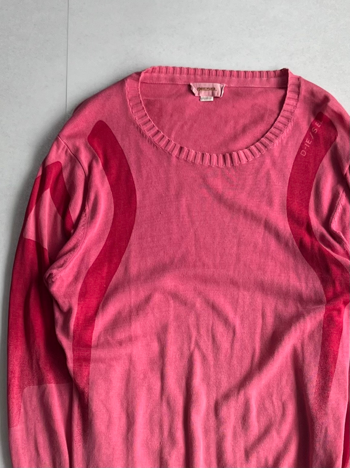 Diesel Pink Cotton Long Sleeve Knit Henley Size L