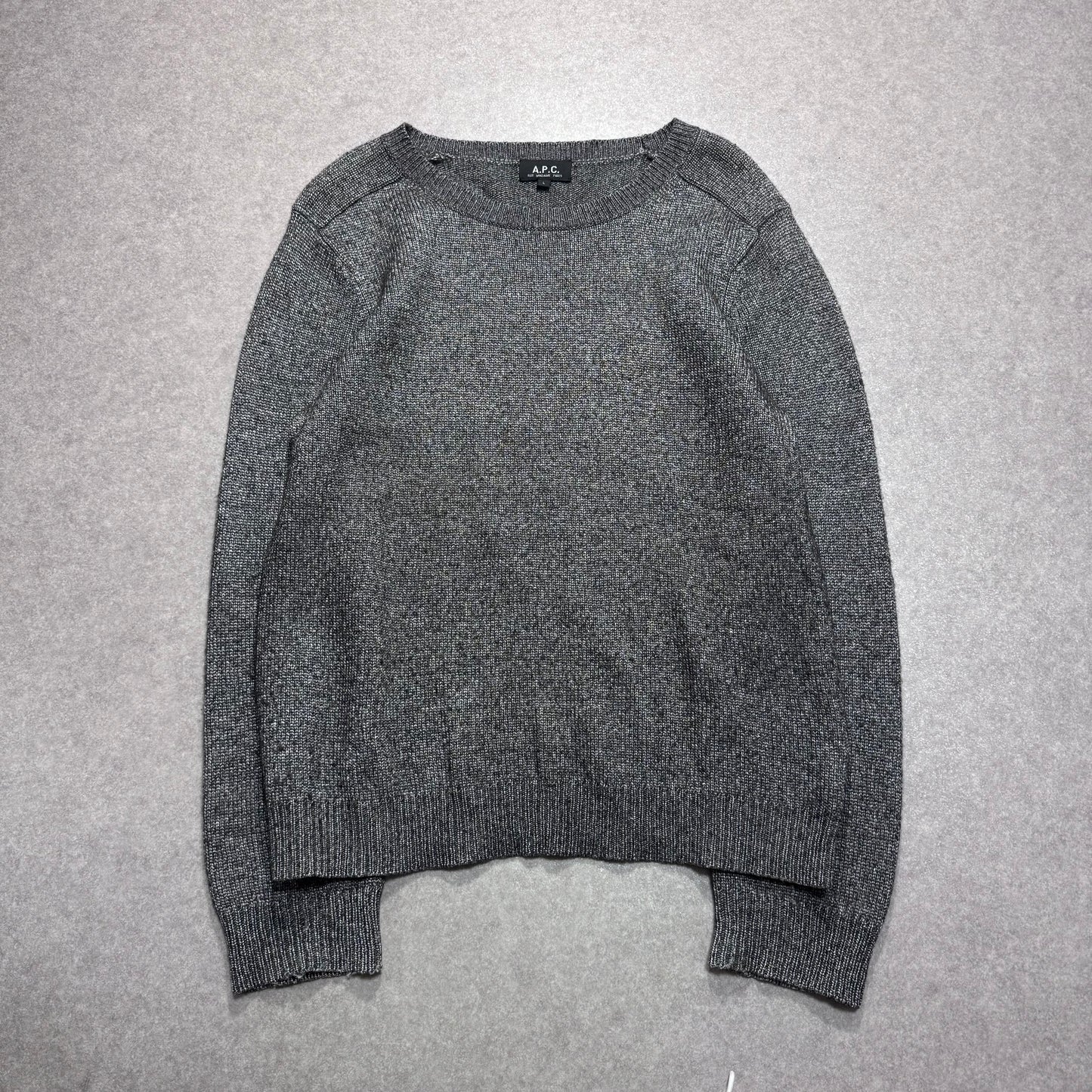 A.P.C. Gray Lamé Knit Shirt Size S