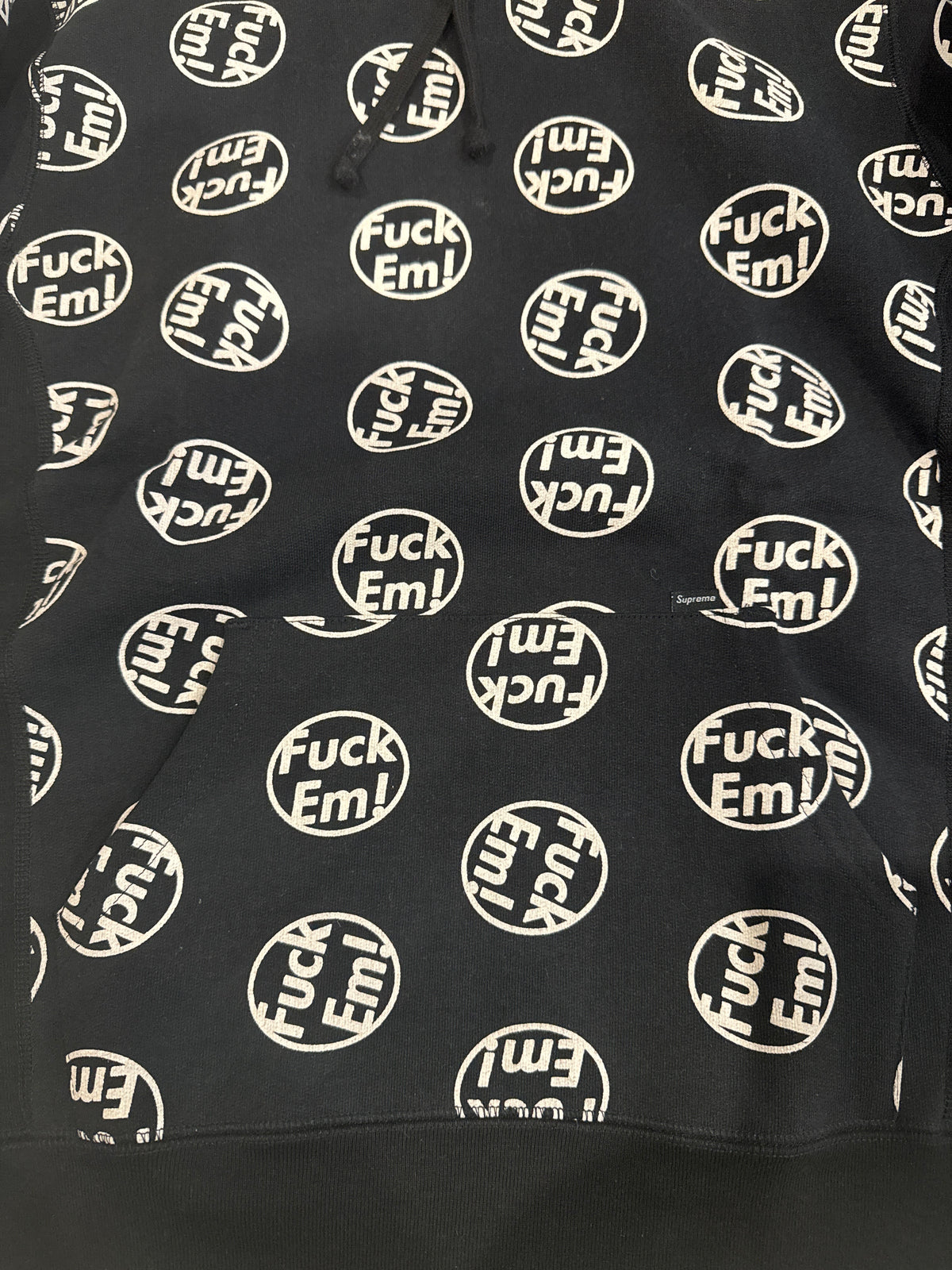 Supreme Fuck Em Pullover Hoodie Black Size M