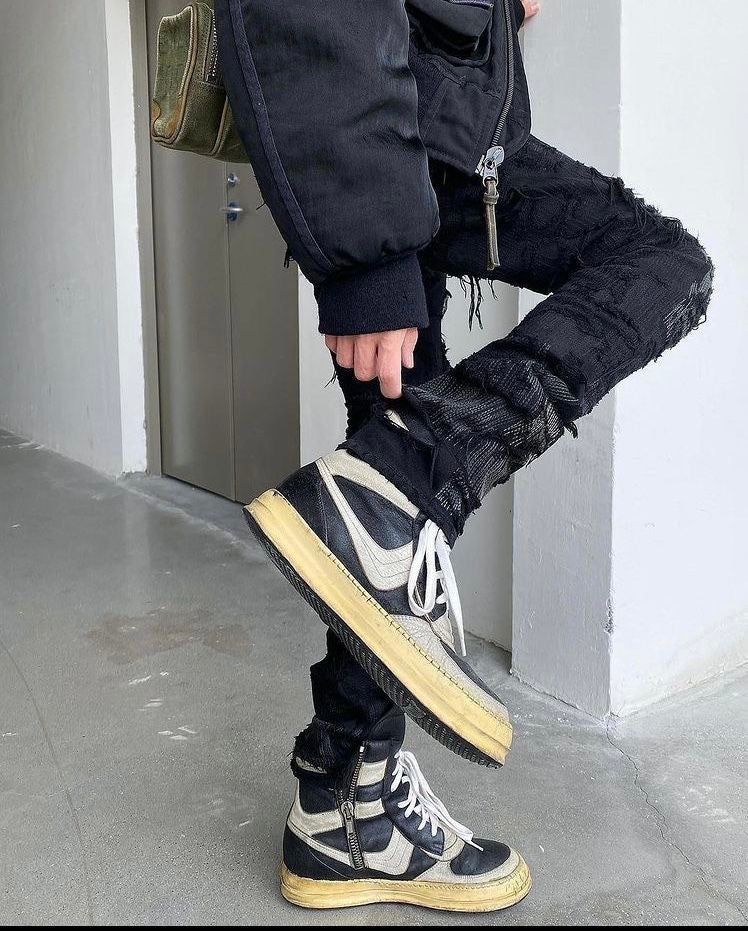 rick owens AW07 Oreo Dunk Hi-Top Sneakers