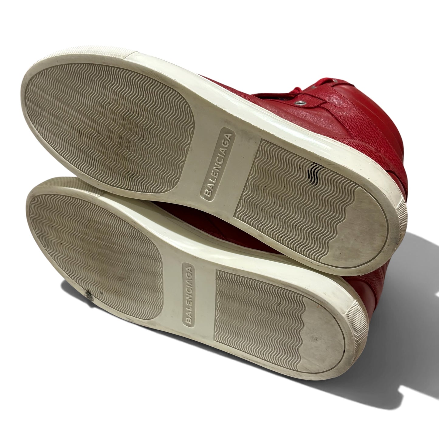 Balenciaga Panelled Leather High Red Size 43