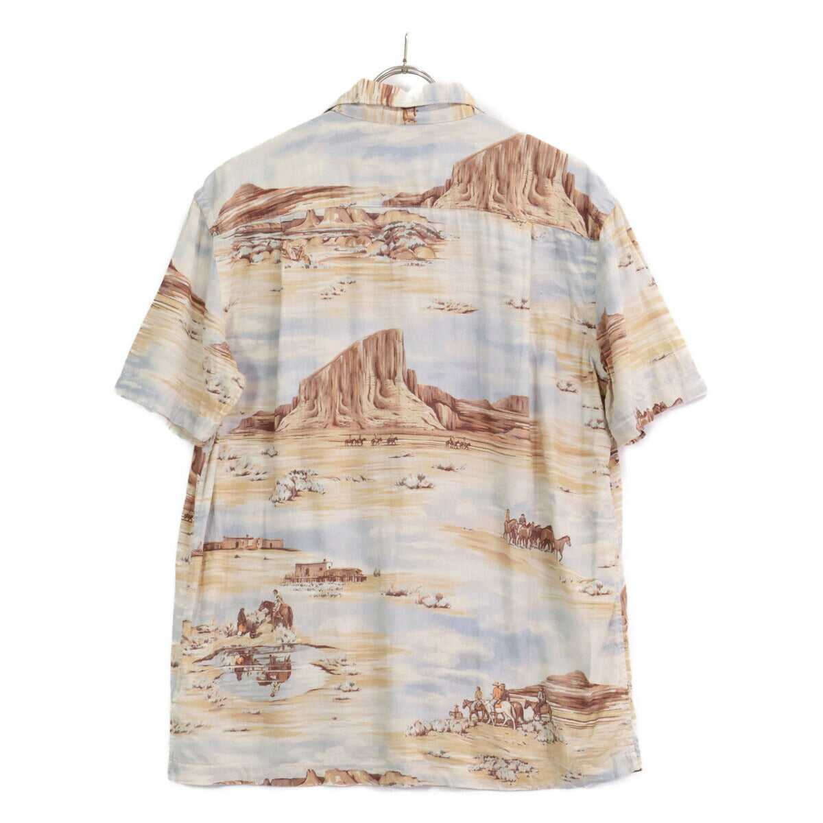 RRL Scenic Print Linen Blend Shirt Beige Size M