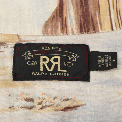 RRL Scenic Print Linen Blend Shirt Beige Size M
