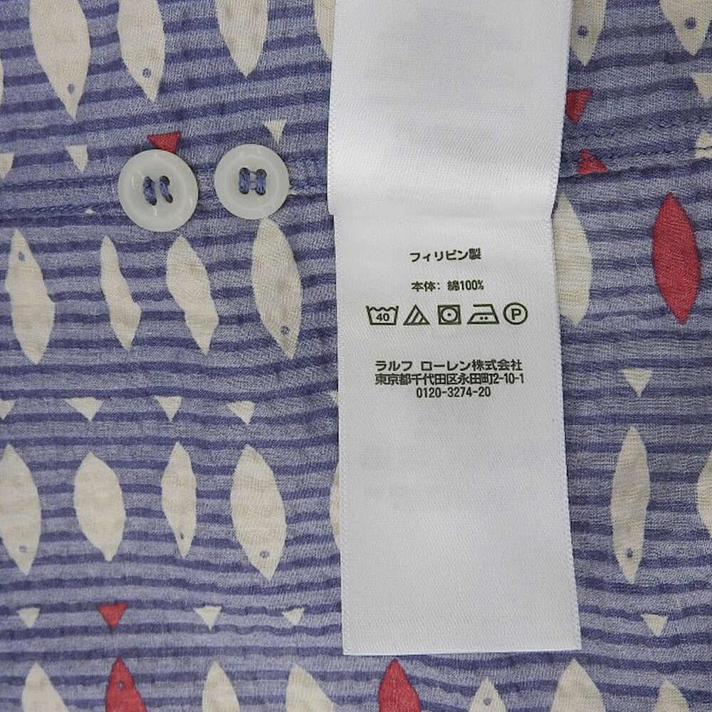 RRL Seersucker Fish Camp Shirt Light Purple Size M