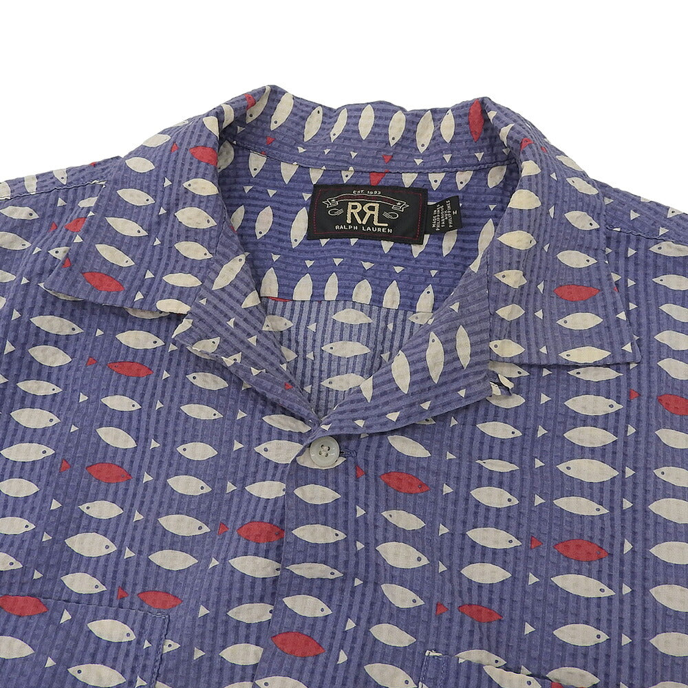 RRL Seersucker Fish Camp Shirt Light Purple Size M