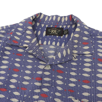 RRL Seersucker Fish Camp Shirt Light Purple Size M