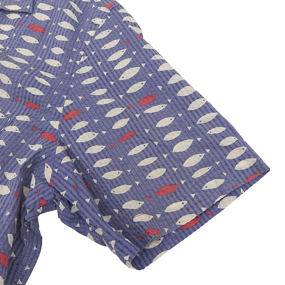 RRL Seersucker Fish Camp Shirt Light Purple Size M