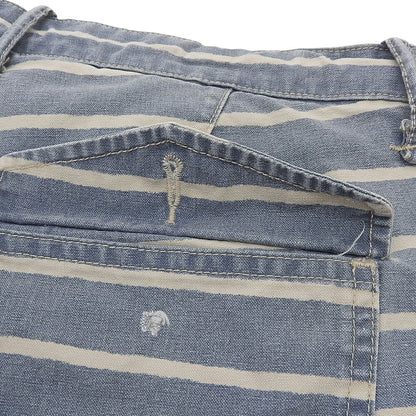 RRL Batik Striped Distressed Denim Shorts Blue Size 32