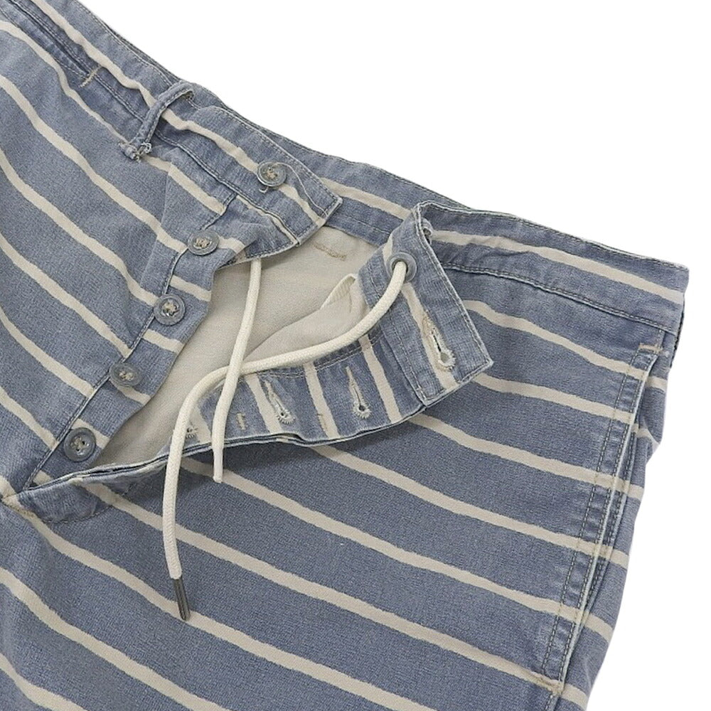 RRL Batik Striped Distressed Denim Shorts Blue Size 32