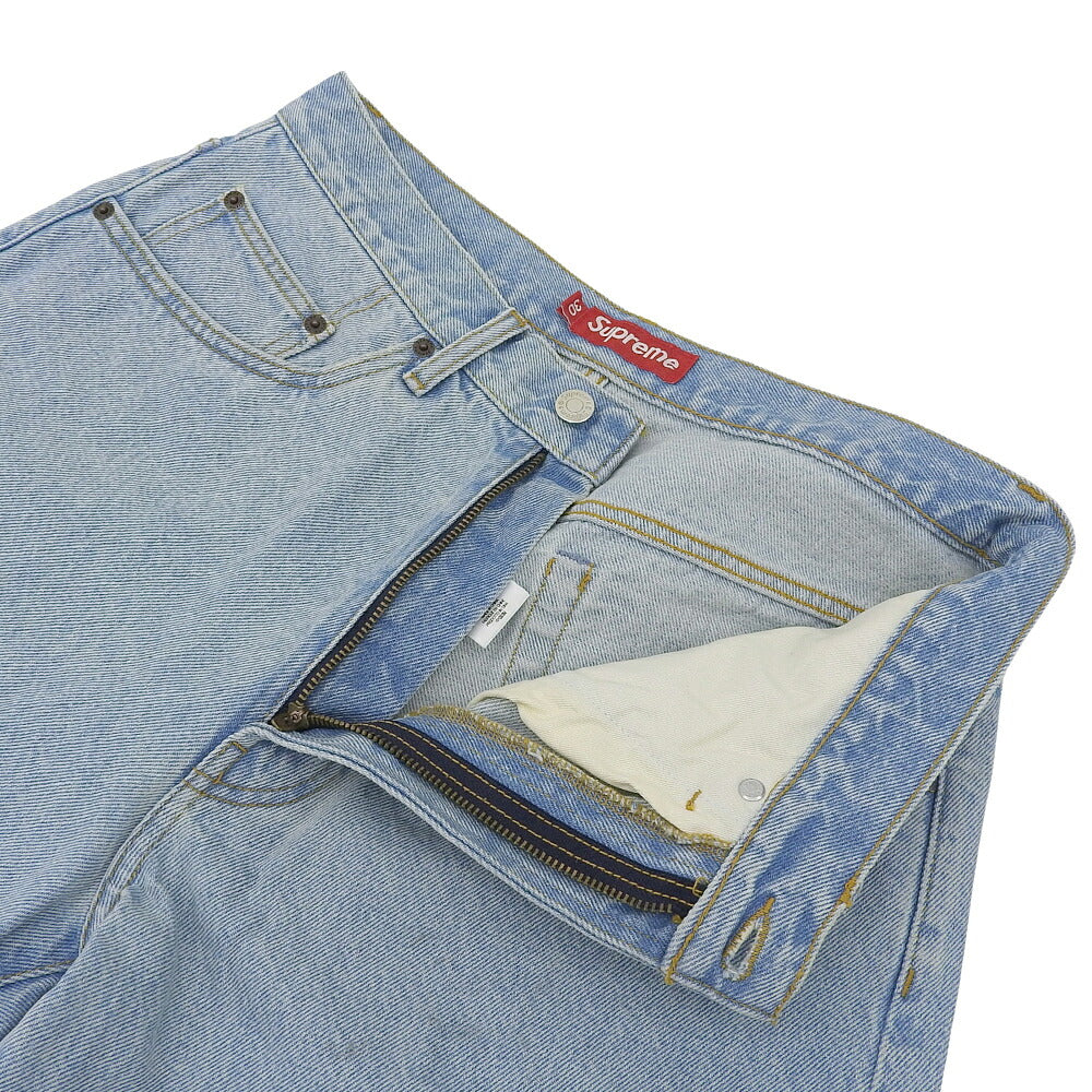 Supreme 25SS Baggy Wide Denim Shorts Light Blue Size 30