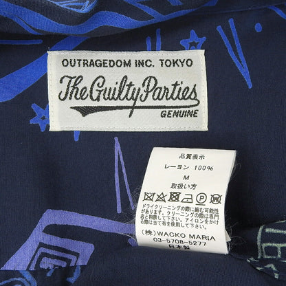 WACKO MARIA Rayon Painted Short Sleeve Shirt Navy Size M