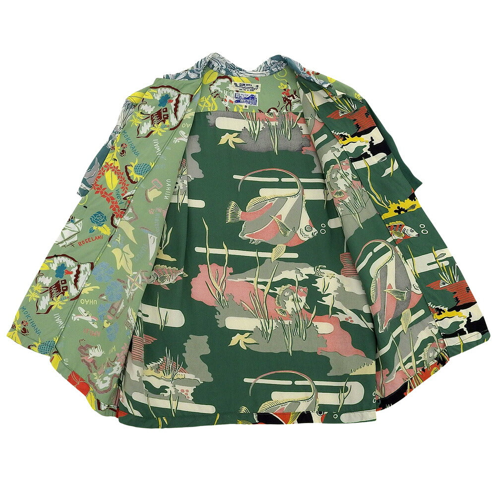 SUN SURF Beams Boy Crazy Hawaiian Shirt Green Size M