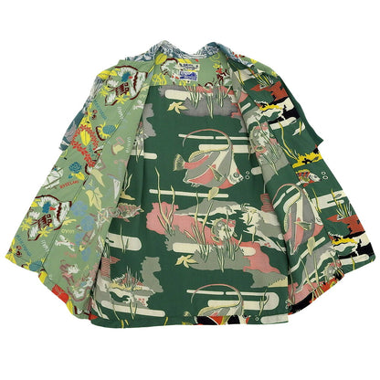 SUN SURF Beams Boy Crazy Hawaiian Shirt Green Size M