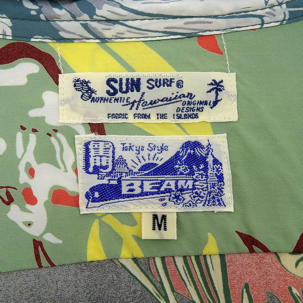 SUN SURF Beams Boy Crazy Hawaiian Shirt Green Size M