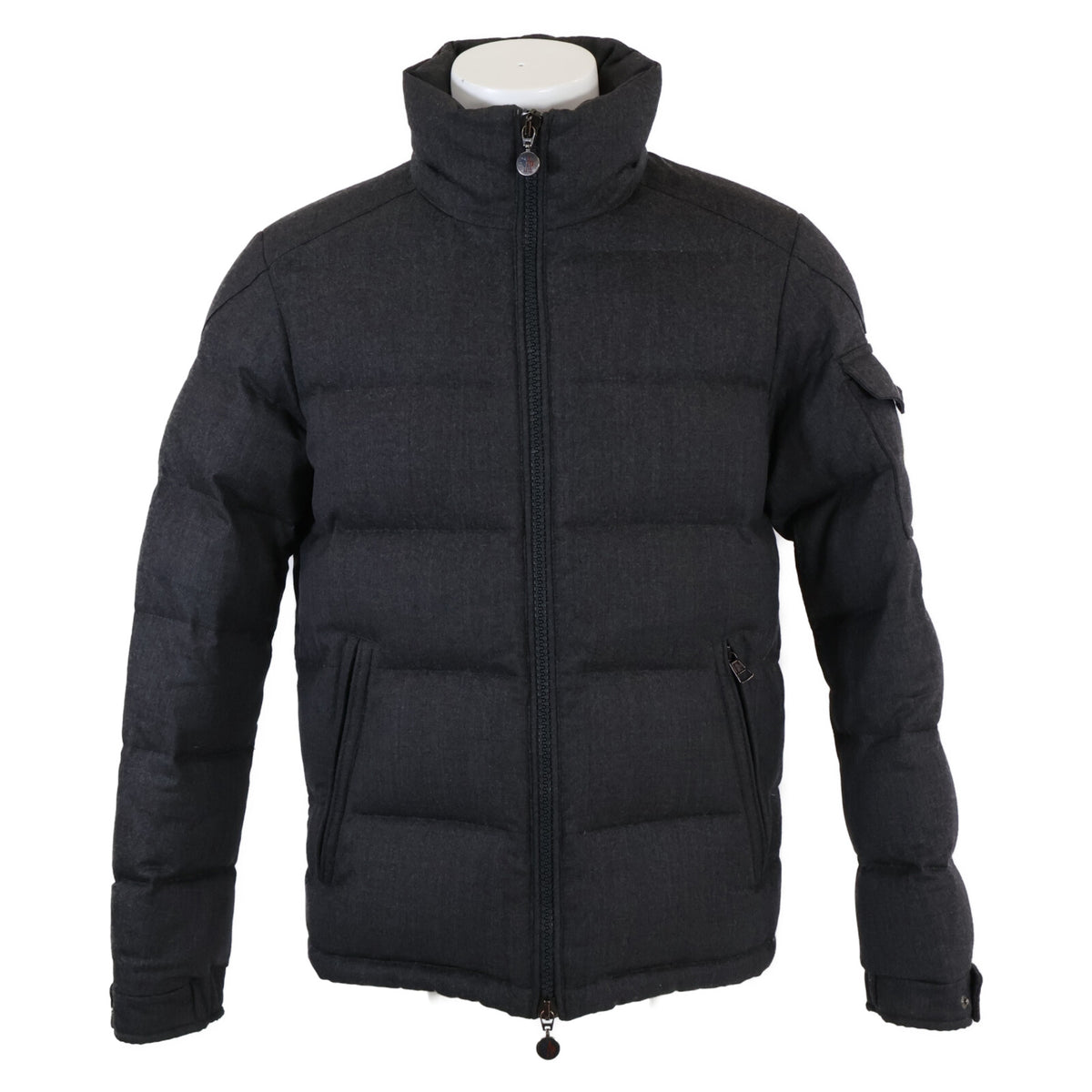 MONCLER MONTGENEVRE Wool Short Down Jacket Gray Size 2