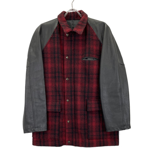 Y's for men Black Red Arm Leather Check No Jacket Size