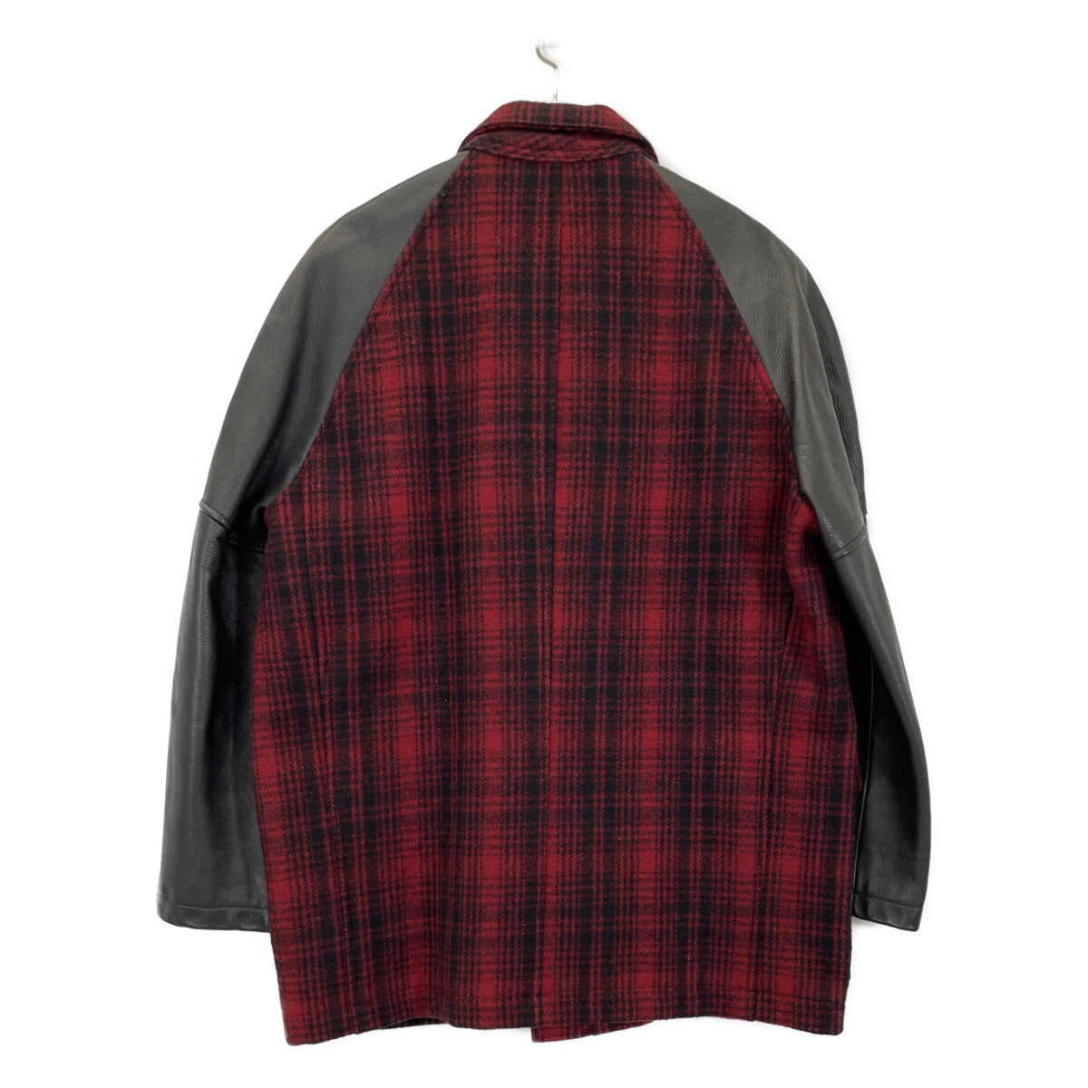 Y's for men Black Red Arm Leather Check No Jacket Size